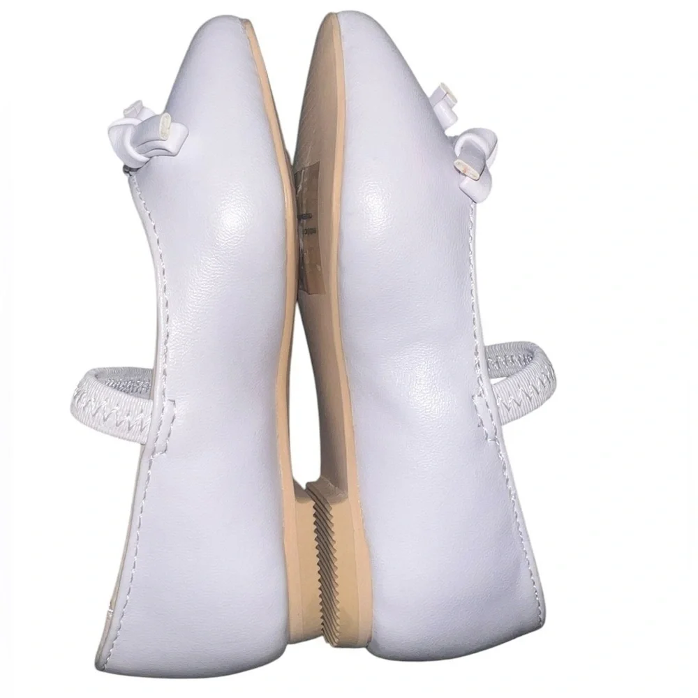 NWOT Janie & Jack Toddler White Mary Janes Dress Shoes Bow Detail Toddler Size 4